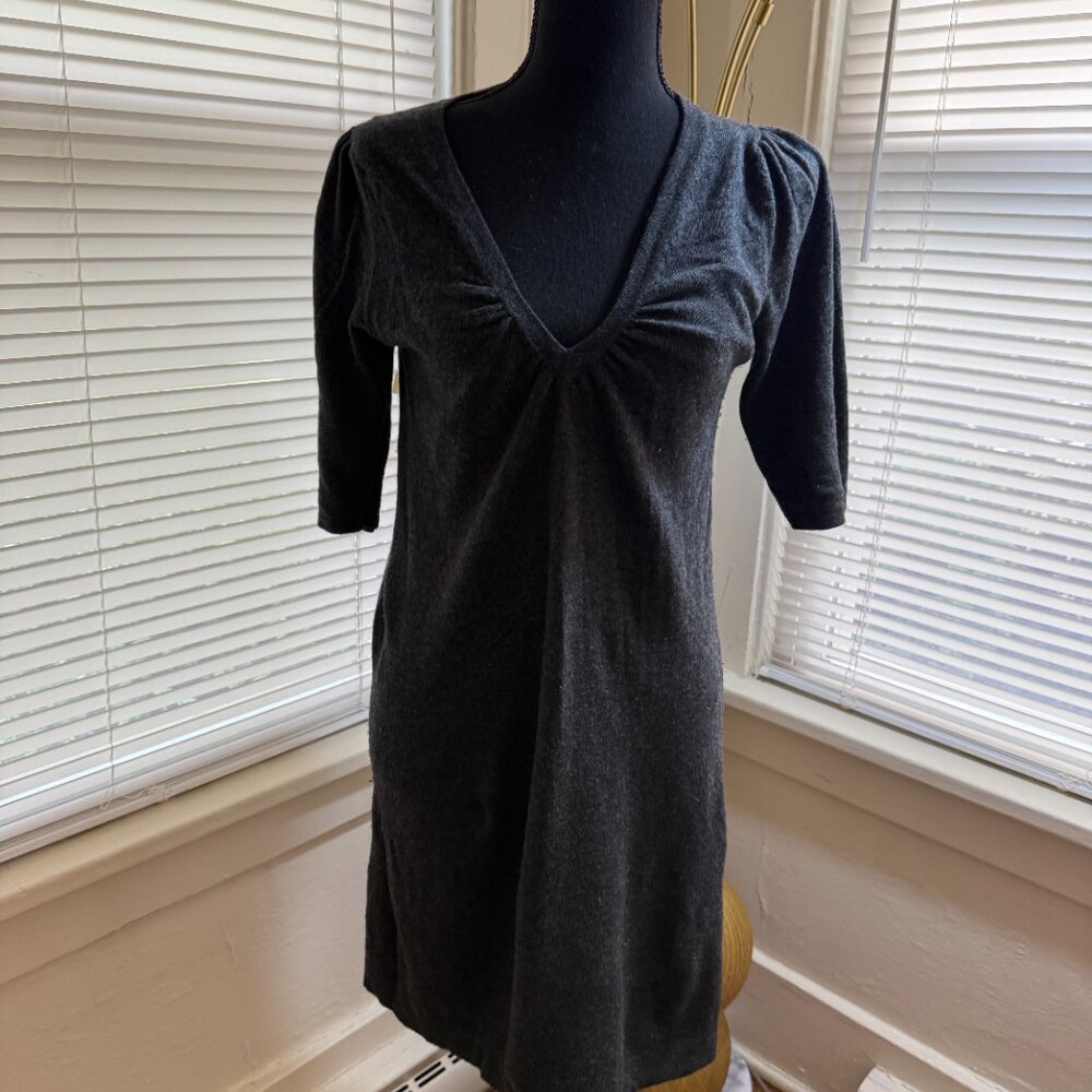 michael star cashmere wool gray coquette v neck fairy sweater dress